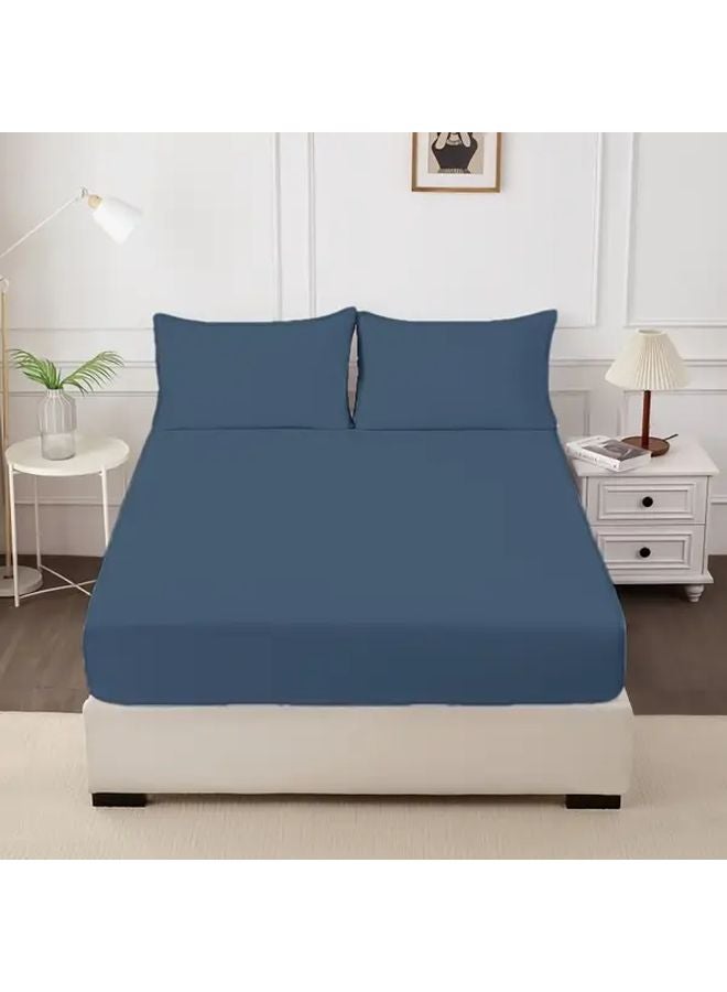 Lake Blue Microfiber 4 Piece Bed Sheet Set with Fitted Sheet 35x79 Inches - Image 4